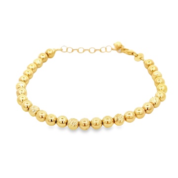 Žluté zlato náramek s kuličkami 16+3cm